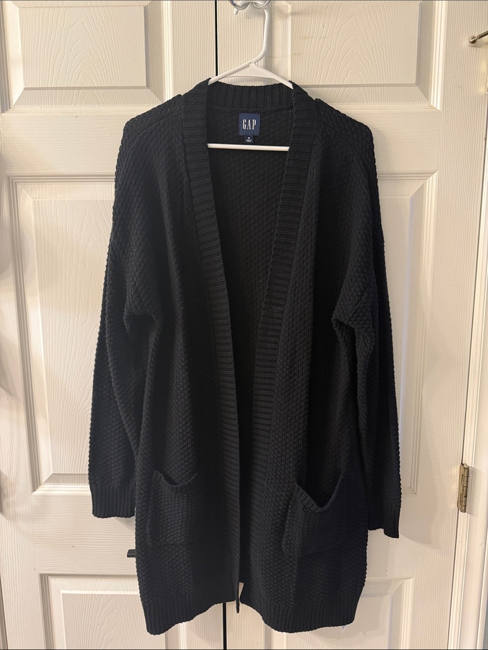GAP Black Open-Front Knit Cardigan with Pockets